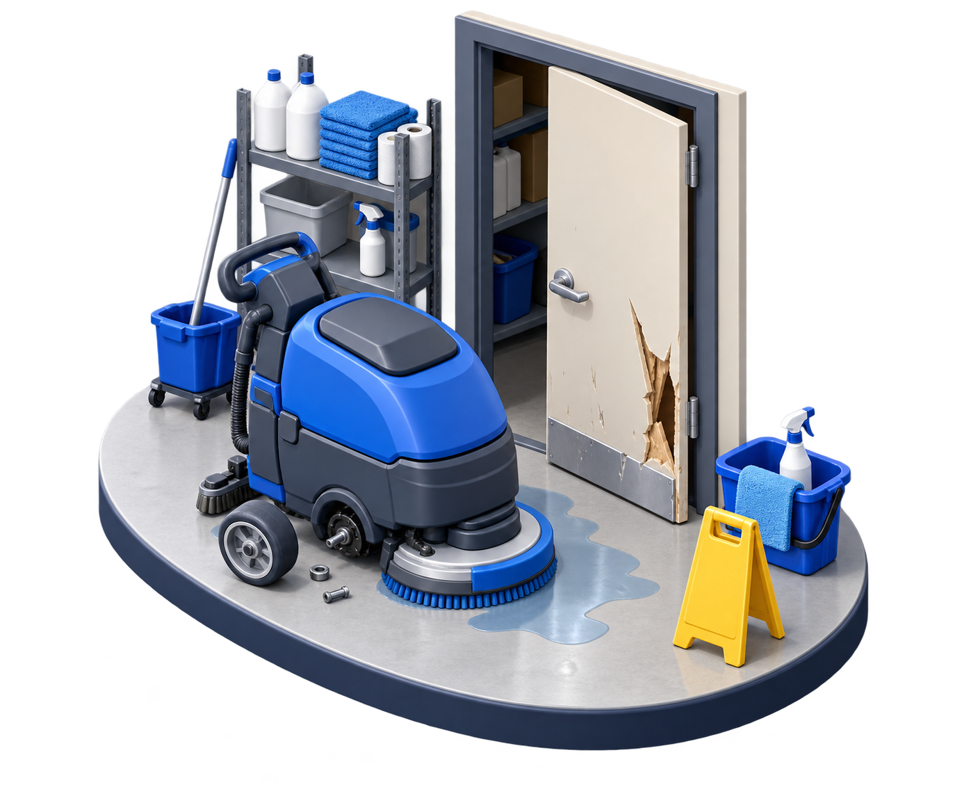 Illustration: cleaning equipment is stolen